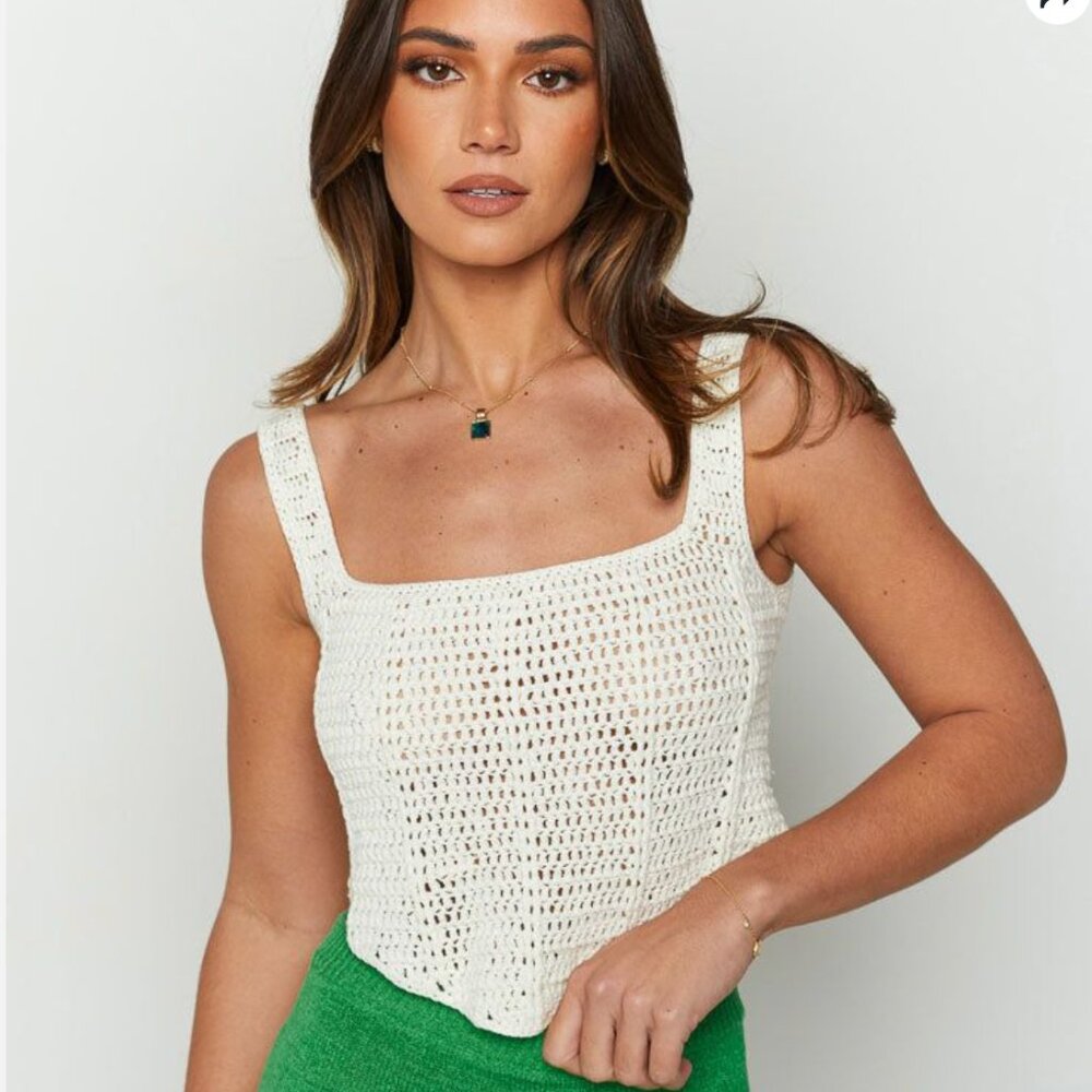 Beginning Boutique Crochet Crop Top - White